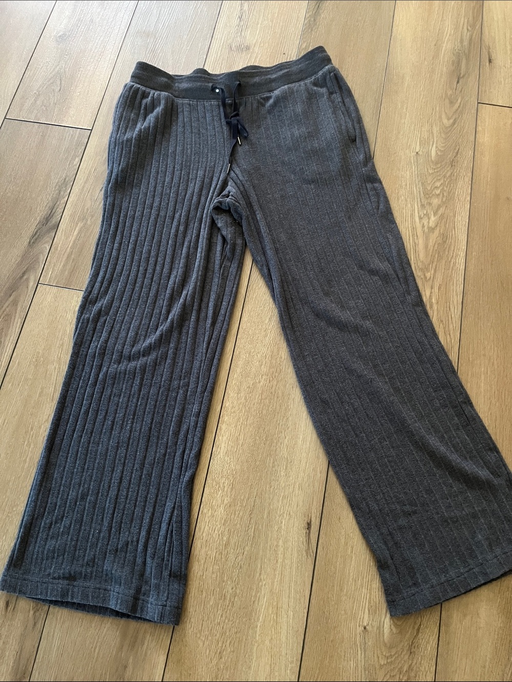 Felina Dark Gray Ribbed Flare Lounge Pants